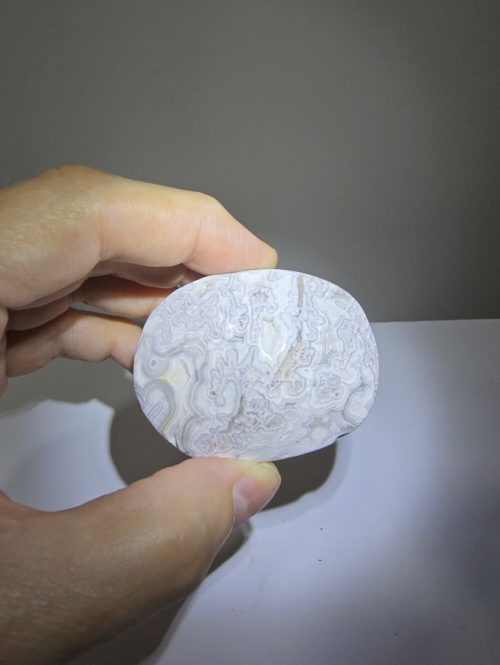 Crazy Lace Agate Crystal Palmstone #J